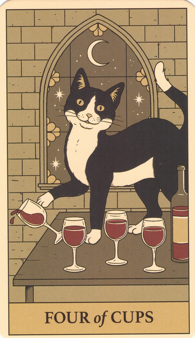 Четверка чаш — Cats Rule the Earth Tarot