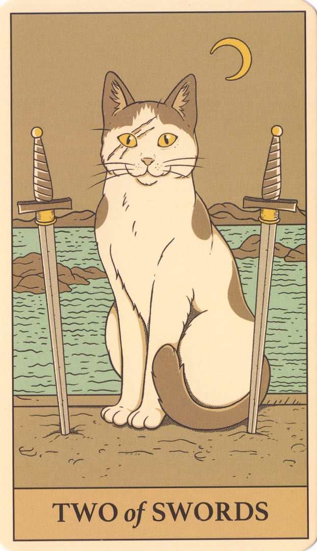 Dos de Espadas — Cats Rule the Earth Tarot