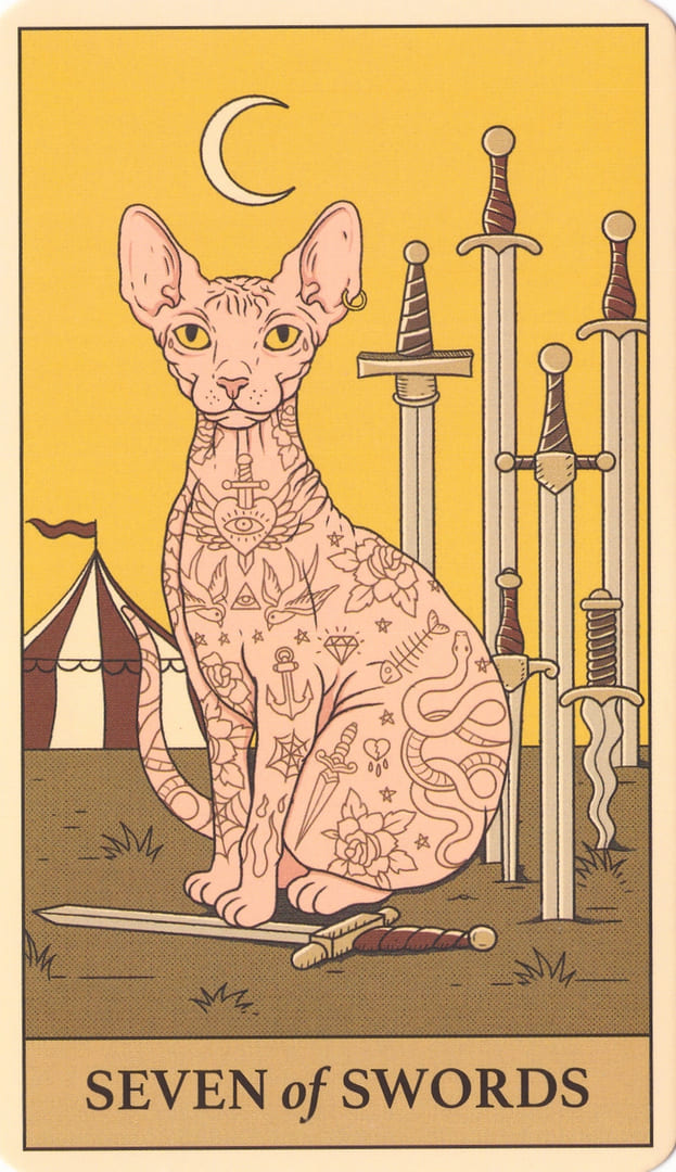 Семёрка мечей — Cats Rule the Earth Tarot