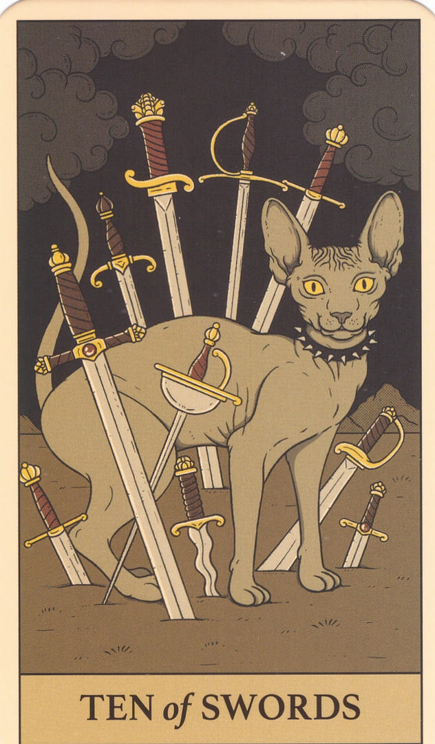 Ten of Swords — Cats Rule the Earth Tarot