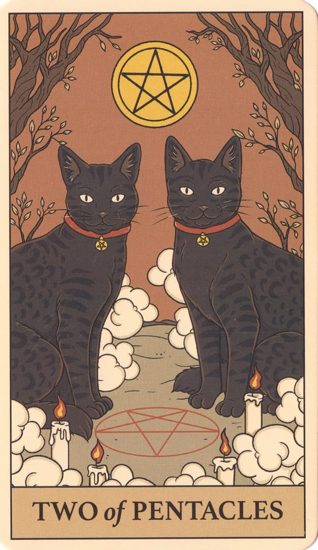 Dos de Oros — Cats Rule the Earth Tarot