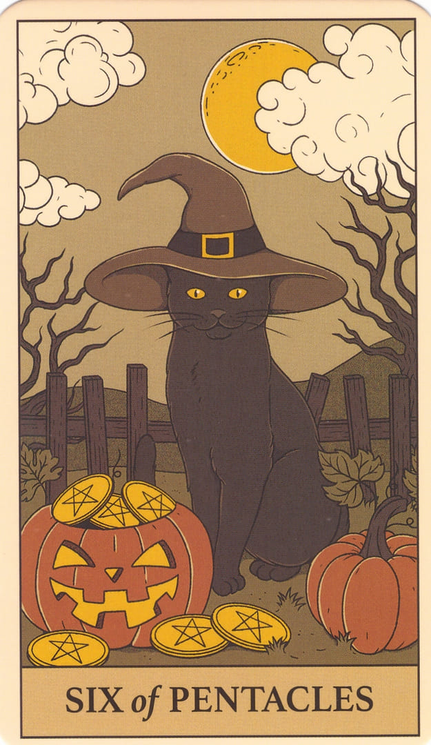 Six of Pentacles — Cats Rule the Earth Tarot