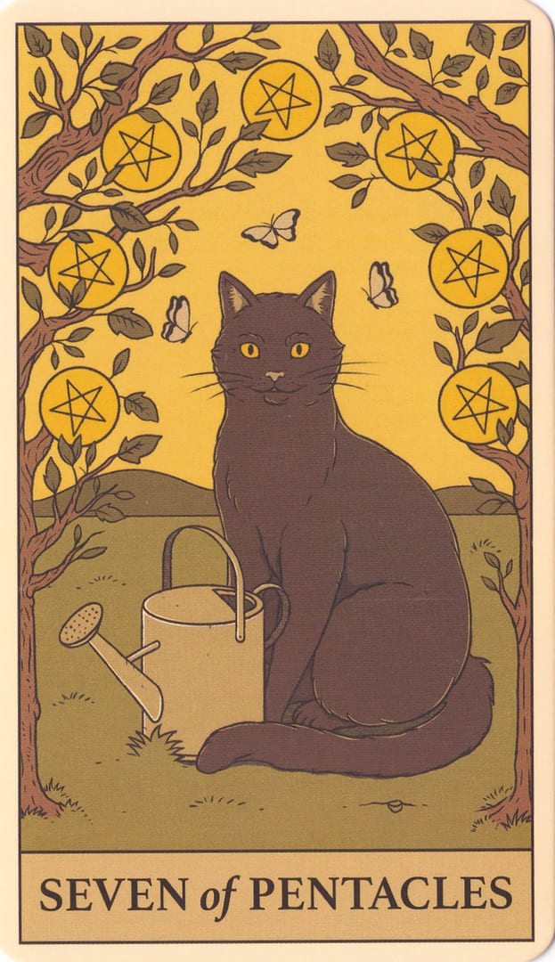Siete de Oros — Cats Rule the Earth Tarot
