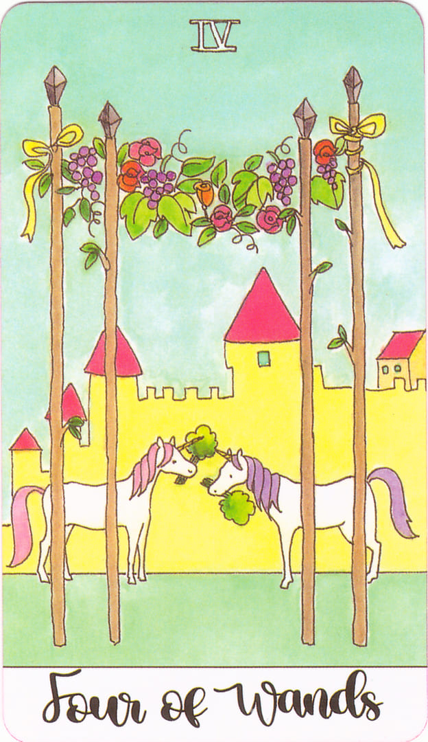 Four of Wands — Crystal Unicorn Tarot
