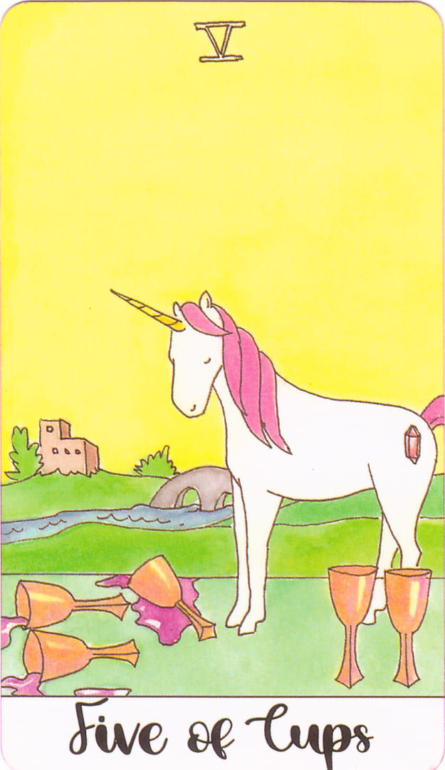 Five of Cups — Crystal Unicorn Tarot