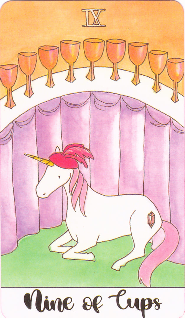 Nueve de Copas — Crystal Unicorn Tarot