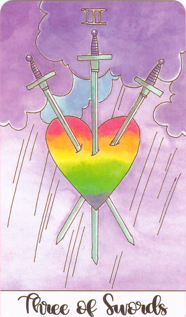 Tres de Espadas — Crystal Unicorn Tarot