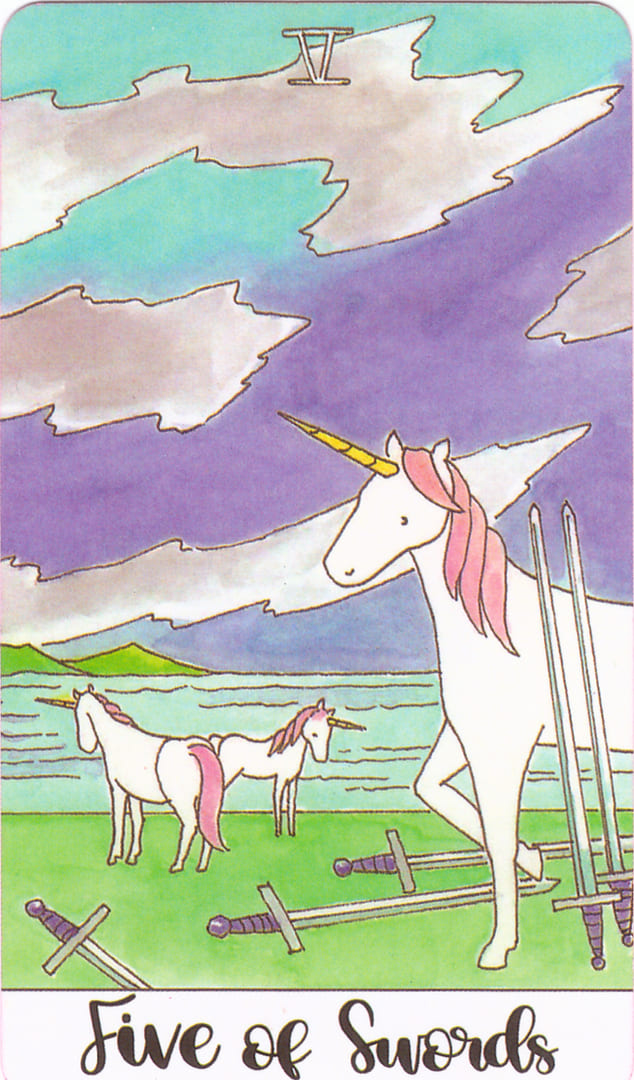 Five of Swords — Crystal Unicorn Tarot