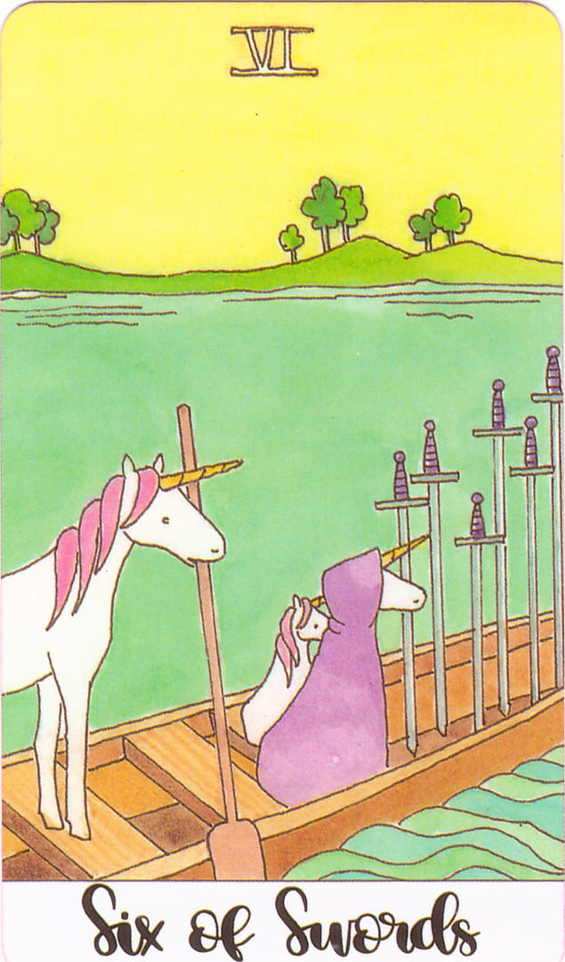 Six of Swords — Crystal Unicorn Tarot
