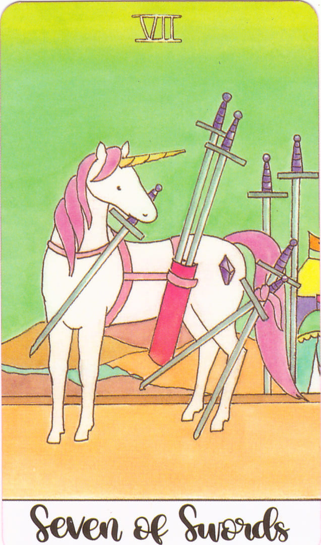 Siete de Espadas — Crystal Unicorn Tarot
