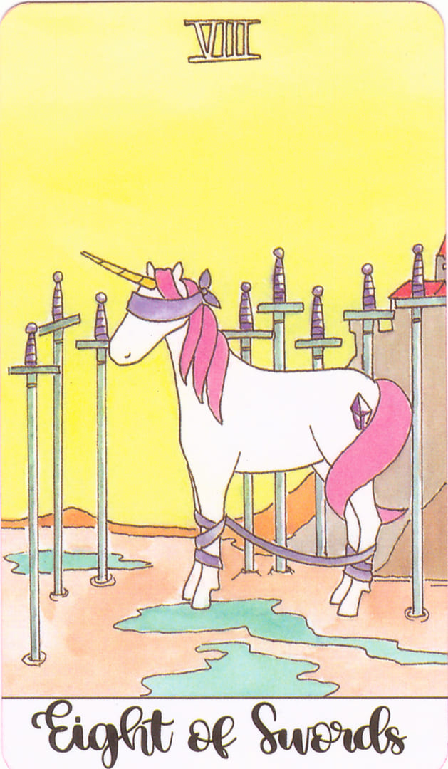 Eight of Swords — Crystal Unicorn Tarot