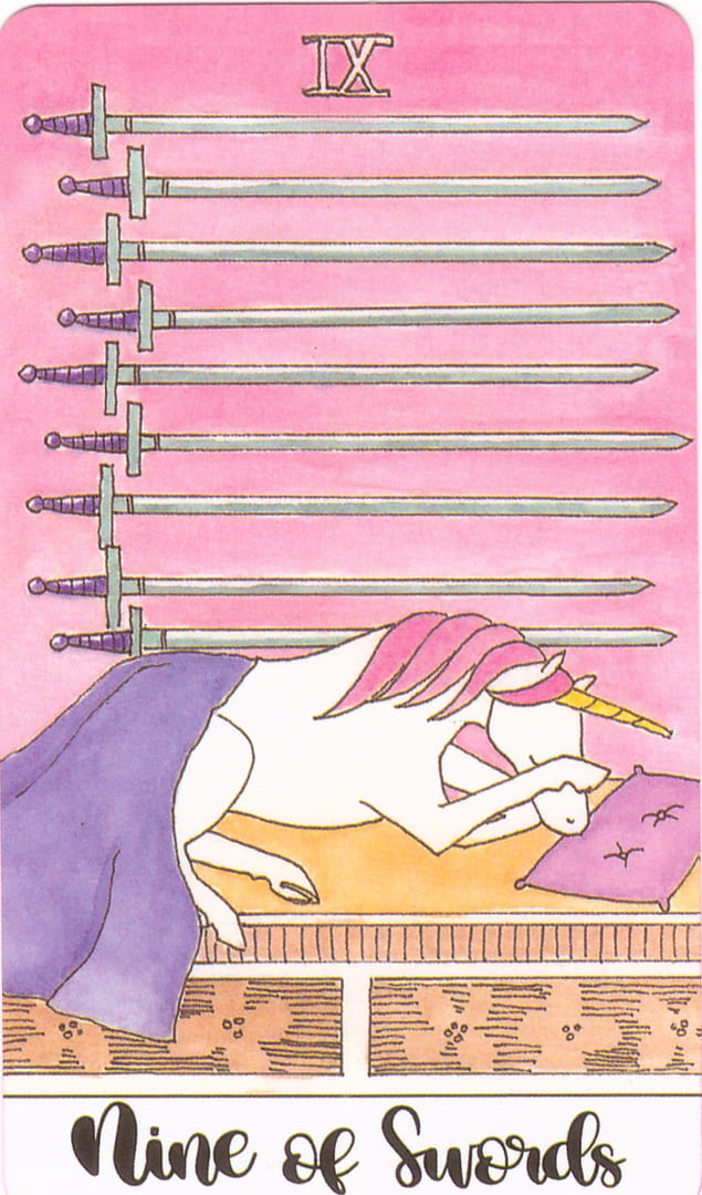 Nine of Swords — Crystal Unicorn Tarot