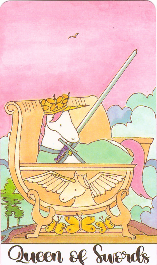 Queen of Swords — Crystal Unicorn Tarot