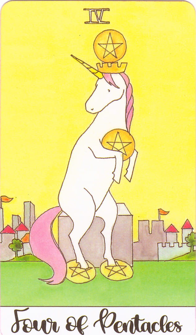 Four of Pentacles — Crystal Unicorn Tarot