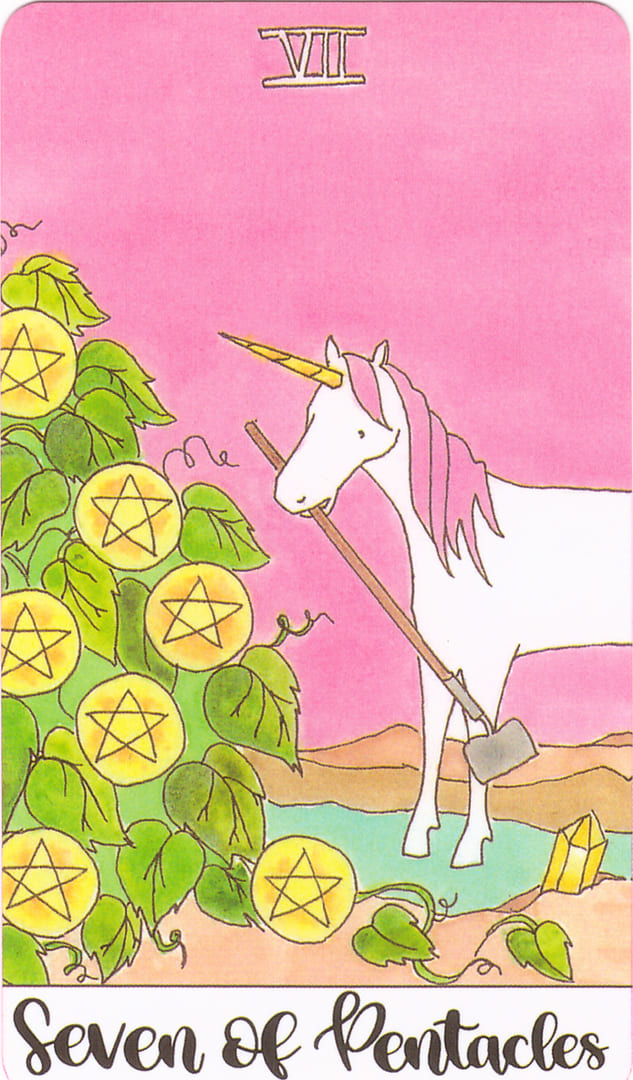 Siete de Oros — Crystal Unicorn Tarot