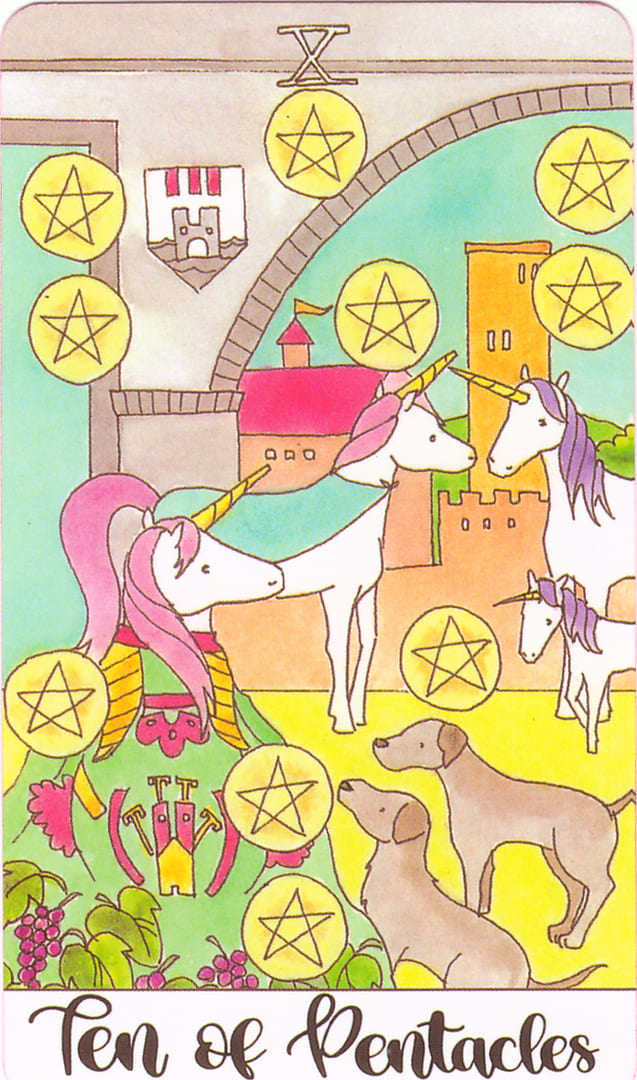 Diez de Oros — Crystal Unicorn Tarot