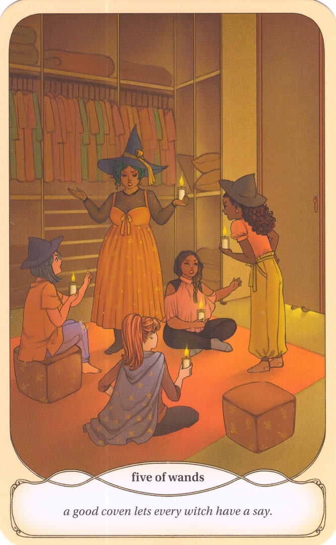 Five of Wands — Cozy Witch Tarot
