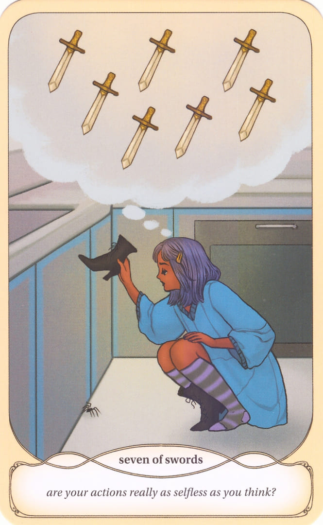 Siete de Espadas — Cozy Witch Tarot