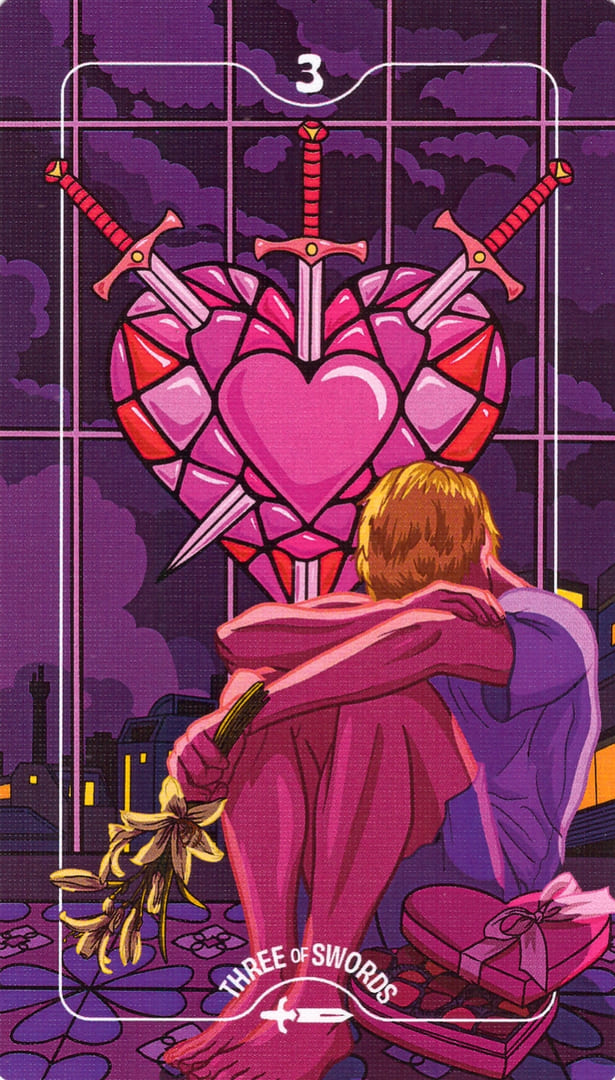 Tres de Espadas — Deck of Luminaries Tarot