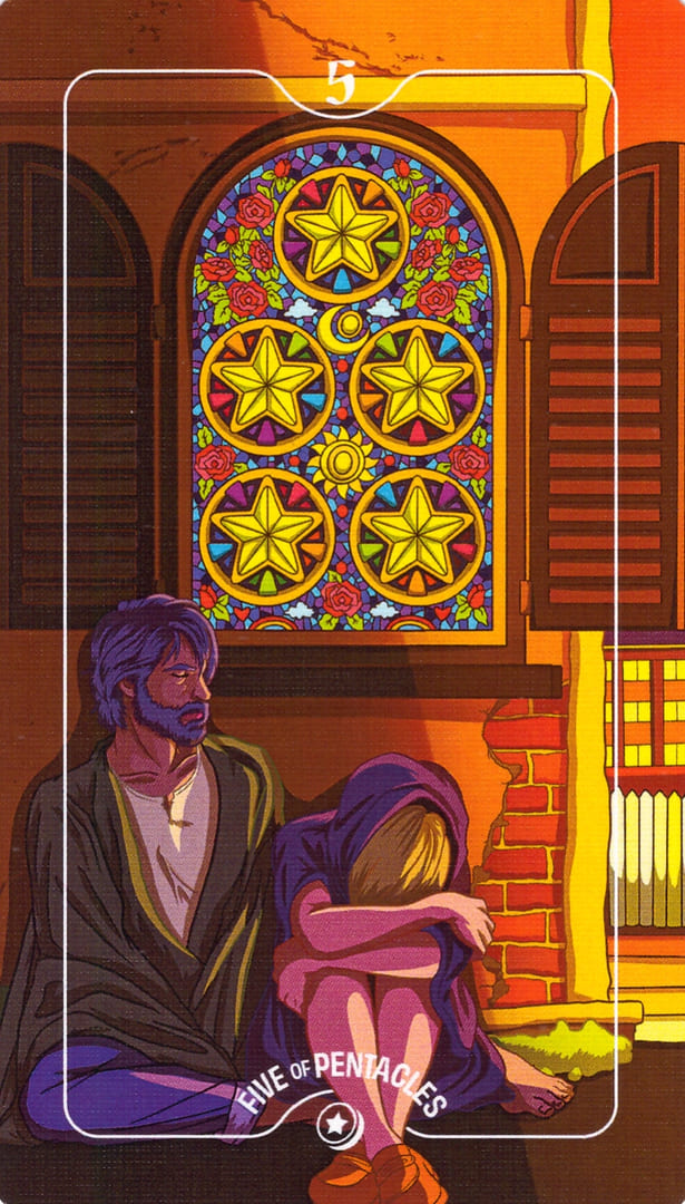 Five of Pentacles — Deck of Luminaries Tarot
