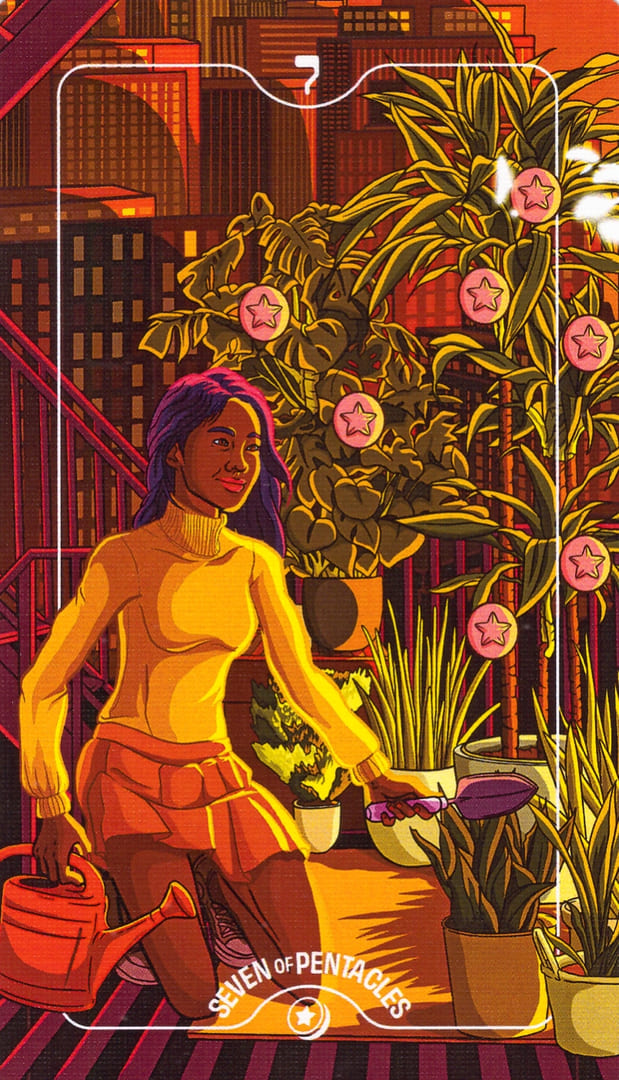 Seven of Pentacles — Deck of Luminaries Tarot