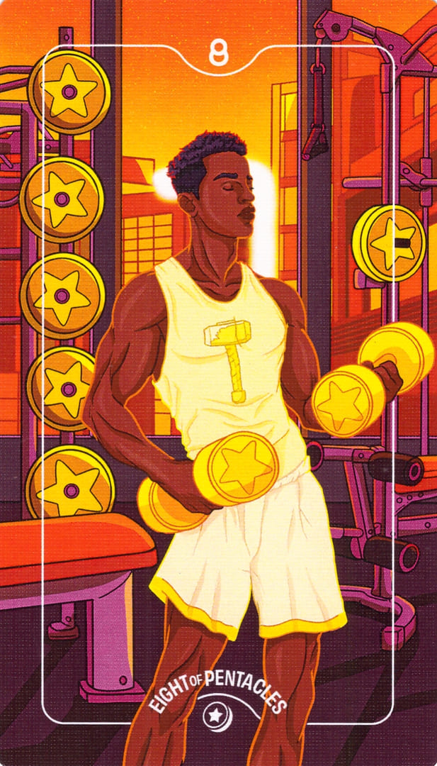 Eight of Pentacles — Deck of Luminaries Tarot