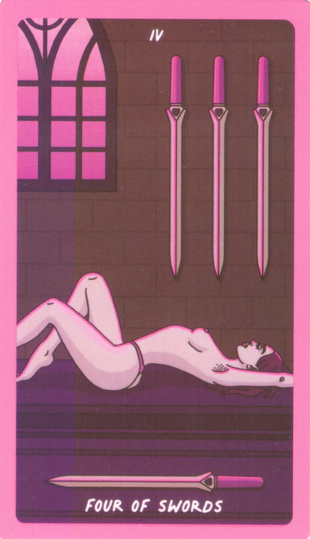 Cuatro de Espadas — Exotic Cancer Tarot