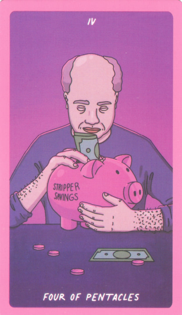 Cuatro de Oros — Exotic Cancer Tarot