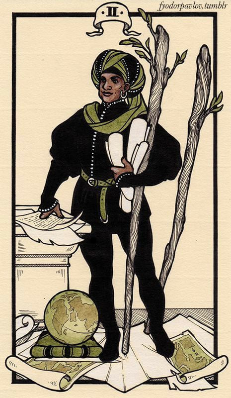 Two of Wands — Fyodor Pavlov Tarot