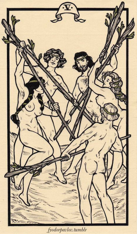 Five of Wands — Fyodor Pavlov Tarot