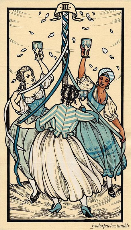 Three of Cups — Fyodor Pavlov Tarot