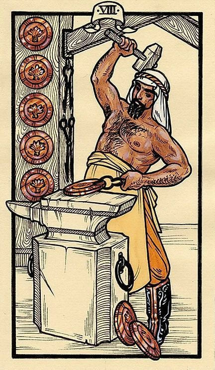 Eight of Pentacles — Fyodor Pavlov Tarot
