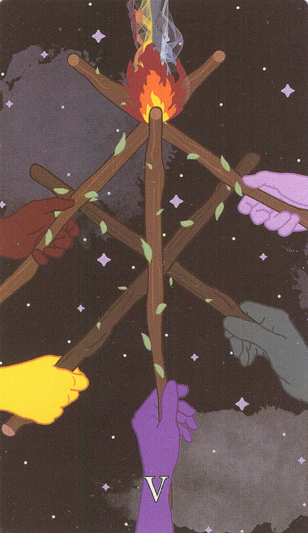 Five of Wands — The Cosmic Coven Tarot