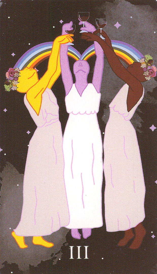Tres de Copas — Cosmic Coven Tarot