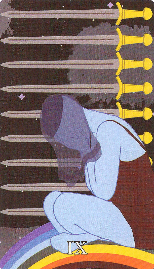 Nueve de Espadas — Cosmic Coven Tarot