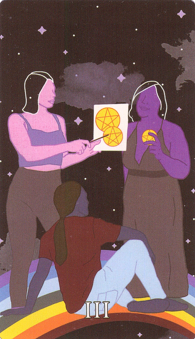 Tres de Oros — Cosmic Coven Tarot