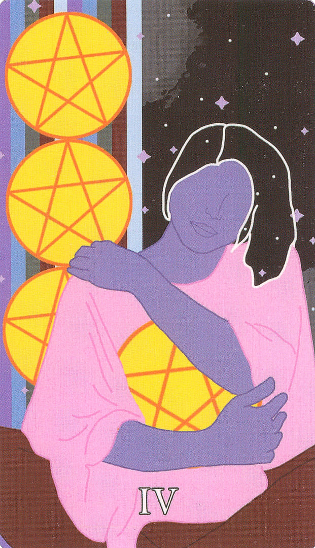 Cuatro de Oros — Cosmic Coven Tarot