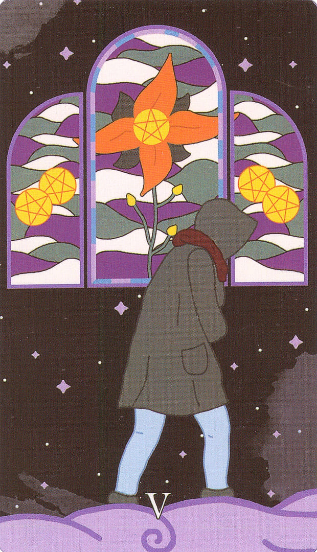 Five of Pentacles — The Cosmic Coven Tarot