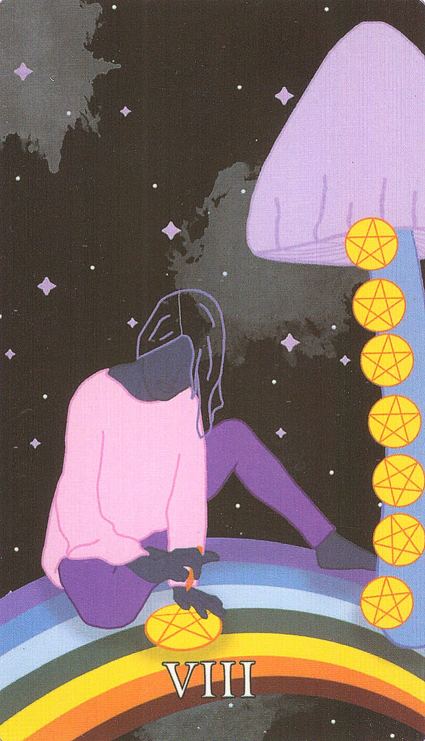 Ocho de Oros — Cosmic Coven Tarot