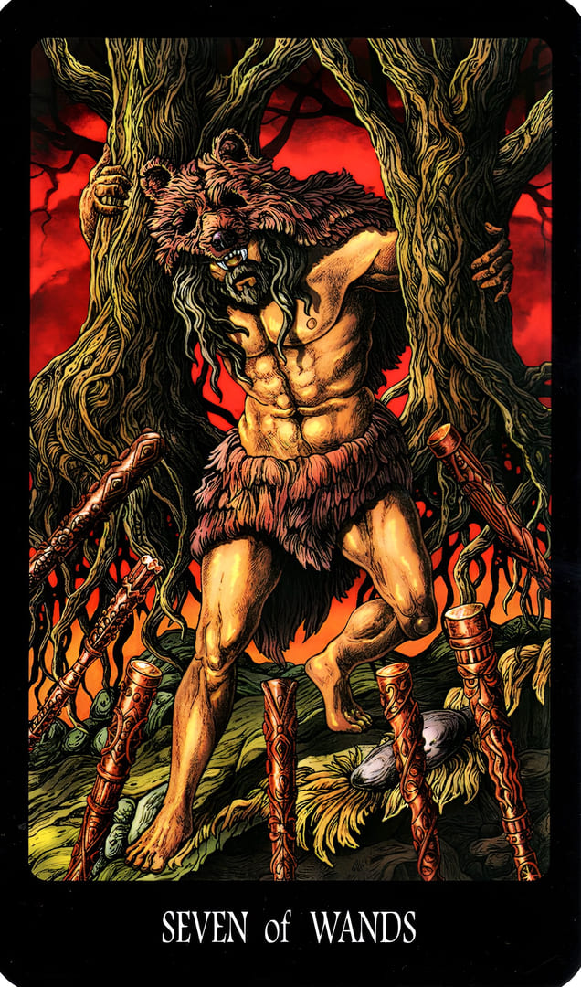 Seven of Wands — The Slavic Legends Tarot