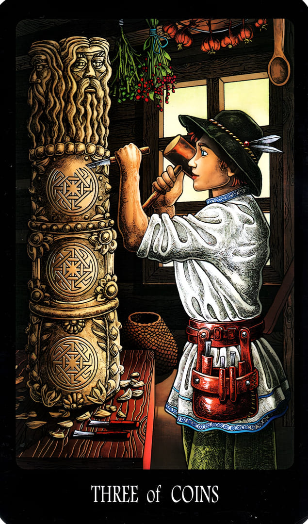 Three of Pentacles — The Slavic Legends Tarot