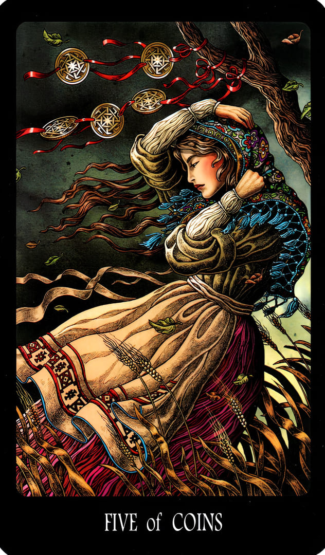 Five of Pentacles — The Slavic Legends Tarot