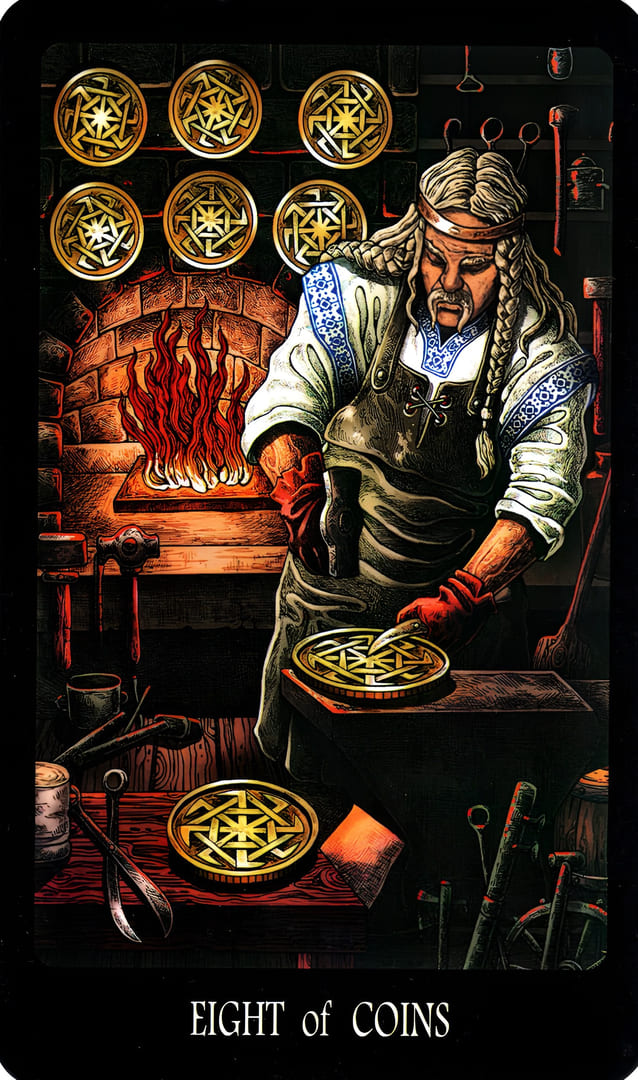 Eight of Pentacles — The Slavic Legends Tarot