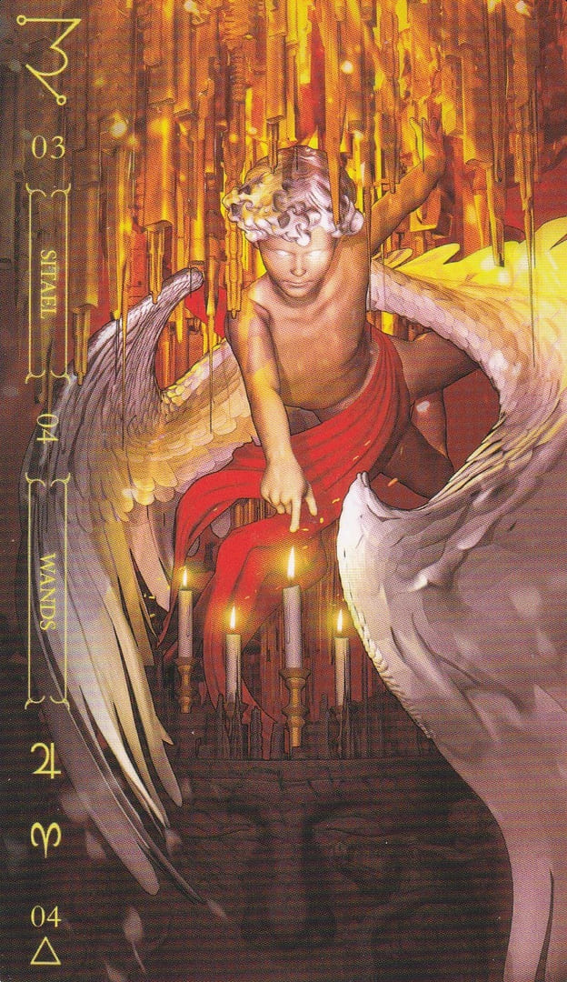 Cuatro de Bastos — Notoria Tarot