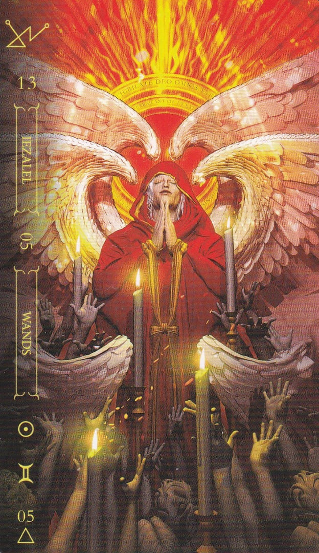 Cinco de Bastos — Notoria Tarot