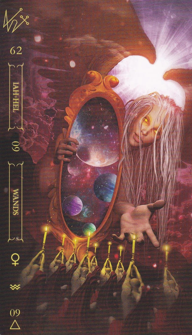 Nueve de Bastos — Notoria Tarot