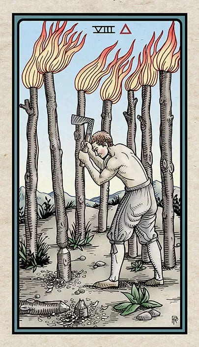 Ocho de Bastos — Alchemical Tarot