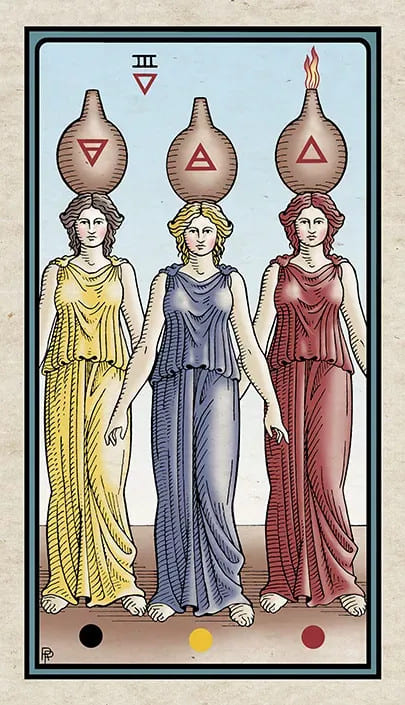 Tres de Copas — Alchemical Tarot