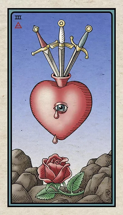 Tres de Espadas — Alchemical Tarot