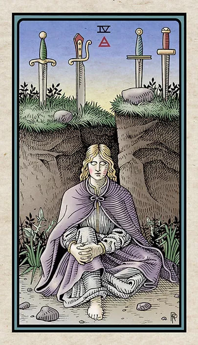 Cuatro de Espadas — Alchemical Tarot